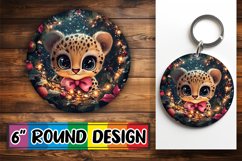 Artful Round Design for Keychains , Holiday Animals Product Image 1