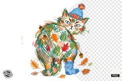 Quirky Funny Autumn Cat Clipart Product Image 1