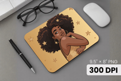 Afro Girl / Woman braided hair Mouse Pad, Black Queen PNG Product Image 1