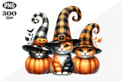 Halloween Cat And Pumpkin Sublimation - Clipart PNG Design Product Image 1
