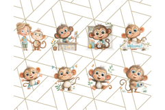 Zoo Monkeys Clipart, Cute Cartoon Jungle Monkeys PNG Product Image 4