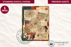 Patriotic Vintage 4th of July Junk Journal digital paper Product Image 1