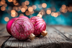 Glitter Pink Christmas Balls Background, Winter Background Product Image 1