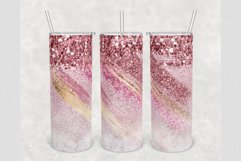 Pastel Pink Gold Glitter Brush Strokes 20 oz tumbler wrap Product Image 1