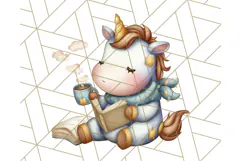 Magical Bookish Unicorn PNG Clipart Reading Books & Stories Product Image 4