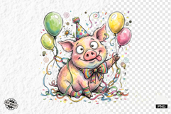 Whimsical Birthday Farm Animals PNG Clipart Product Image 1