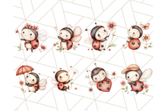 Adorable Ladybug Clipart PNG, Kawaii Cute Bug Illustrations Product Image 3