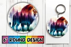 Cozy Keychain Round Design PNG, Animals Art Product Image 1