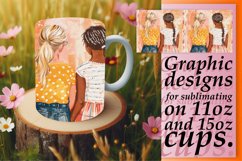 Vibrant Watercolor Girlfriends Circle Mug Wrap: 11oz 15oz Product Image 1