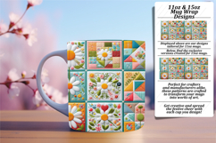 Bright 15oz Mug Wrap Png Design , Patchwork Product Image 1
