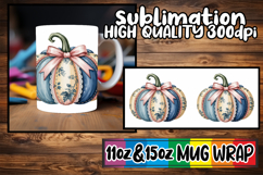 Whimsical charm 11oz 15oz mug wrap, Pumpkin Watercolor Product Image 1