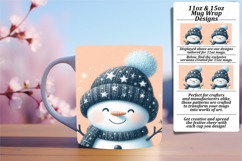 Stylish 11oz Mug Wrap Png Template , Snowman Product Image 1