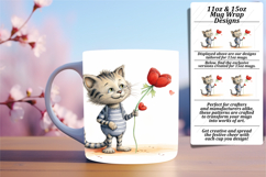Unique 15oz Mug Wrap Png Artwork , Cute Cat Product Image 1