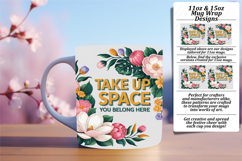 Sublime 11oz Mug Wrap Png Artwork , Flower Quote Product Image 1