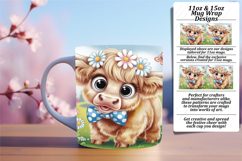 Custom 11oz Mug Wrap Png Design , Cute Cow Product Image 1