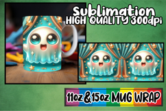 Gentle dreams 11oz 15oz sublimation wrap, 3D Cute Ghost Product Image 1
