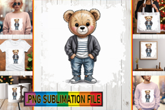 Playful TOTE BAG Art PNG, Teddy Bear Product Image 1