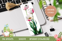 Printable White Tulips Bookmark Template, Flowers Bookmark Product Image 1
