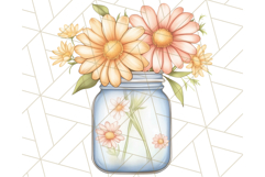Flowers in Glass Jars PNG, Rustic Floral Watercolor Clipart Product Image 4