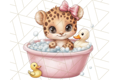 Safari Animal Babies in Bubble Baths, Cute Jungle Animal PNG Product Image 4