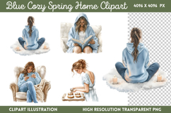 Blue Cozy Spring Home Clipart Bundle PNG Product Image 12