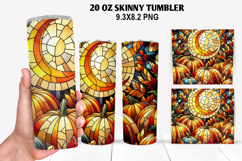 Pumpkins Skinny Tumbler 20oz Wrap Design, Halloween Tumbler Product Image 1