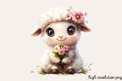 Cute Animals Daisy Flowers Clipart Product Image 1