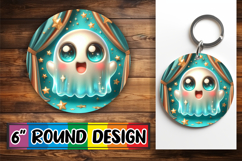 Whimsical Circle Ornaments PNG Design, 3D Cute Ghost Product Image 1