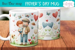 Happy Father's day mug wrap PNG | Cute Grandfather mug png Product Image 1