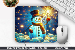 Snowman Mouse Pad Sublimation, Christmas Mouse Pad PNG Product Image 1