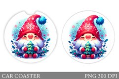 Cute Gnome Car Coaster. Christmas Car Coaster Sublimation Product Image 1