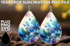 Lovely Teardrop Earrings Sublimation, Watercolor Pattern Product Image 1
