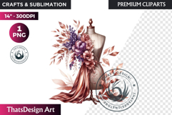 Romantic Flower clipart Rose gold Valentine floral PNG Product Image 1