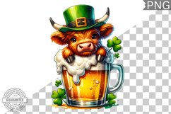 St. Patrick&#039;s day Highland Cow - Clipart Sublimation PNG Product Image 1