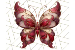 Stained Glass Butterfly PNG Colorful Clipart for Sublimation Product Image 4