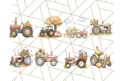 Fall Tractor Clipart PNG, Vintage Tractors With Pumpkins Product Image 4
