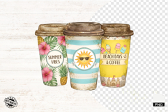 Summer Coffee Cups Png Sublimation - Summer Clipart Product Image 1