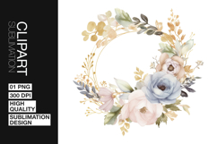 Neutral Floral Wreath Clipart PNG Product Image 1