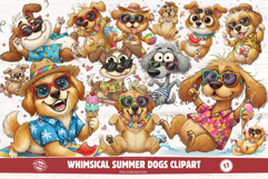 Whimsical Summer Dogs Clipart Product Image 1