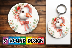 Bright Round Keychain Sublimation, Goose Product Image 1