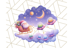 Alien Christmas Clipart, Cute Outer Space Holiday PNG Product Image 4