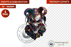 Horrific Evil Clown Clipart - Halloween Creepy Circus PNG Product Image 1