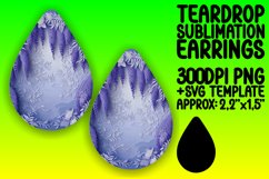 Floral Hole 3D Teardrop Earrings Sublimation Design Product Image 1