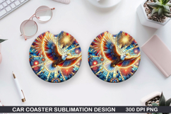 Eagle Car Coaster Sublimation, 4th Of July Coaster PNG Product Image 1