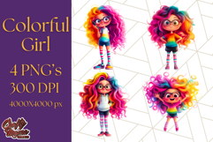 Cute Girl Clipart PNG, Playful Character Illustration Product Image 1