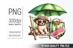 Summer Animals Clipart PNG Bundle, Watercolor Animals PNG Product Image 19