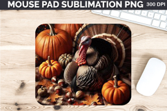 Watercolor Turkey Mouse Pad Sublimation - Thanksgiving PNG Product Image 1