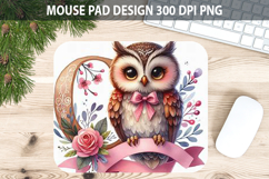 Watercolor Owl Mouse Pad Sublimation - Valentines PNG Product Image 1