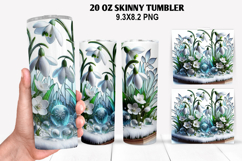 Florals Skinny Tumbler 20oz Wrap Design, Winter Tumbler PNG Product Image 1