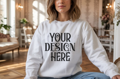 White Gildan 18000 Sweatshirt Model Mockups, Product Image 1
